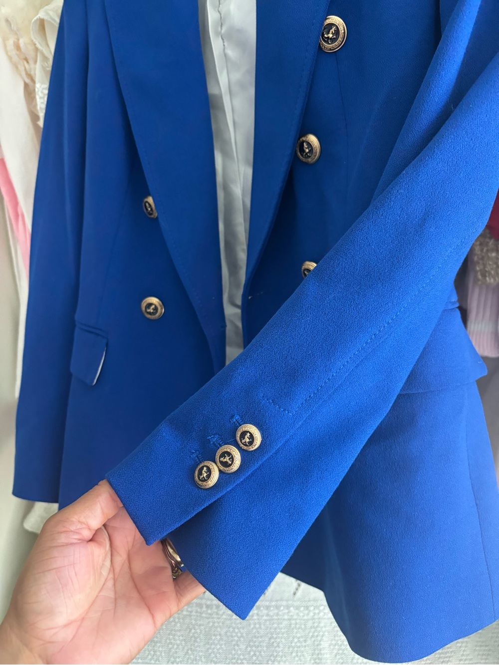 Zara Cobalt Blue Blazer with Gold-Tone Detail - Picture 4 of 4